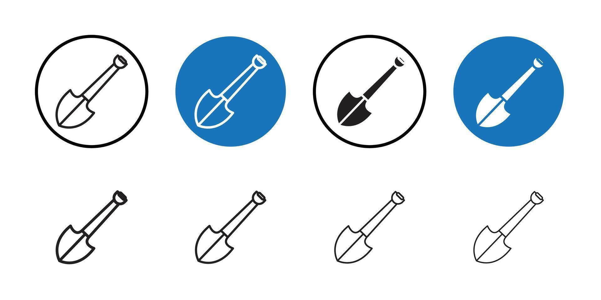 Shovel icon Thin line art collection vector
