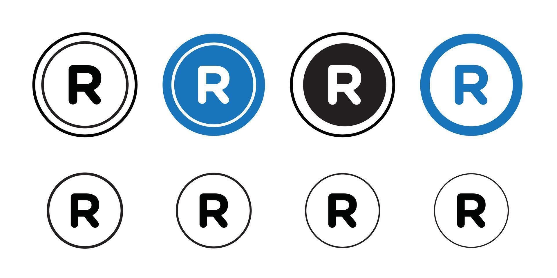 Registered trademark symbol Thin line art collection vector