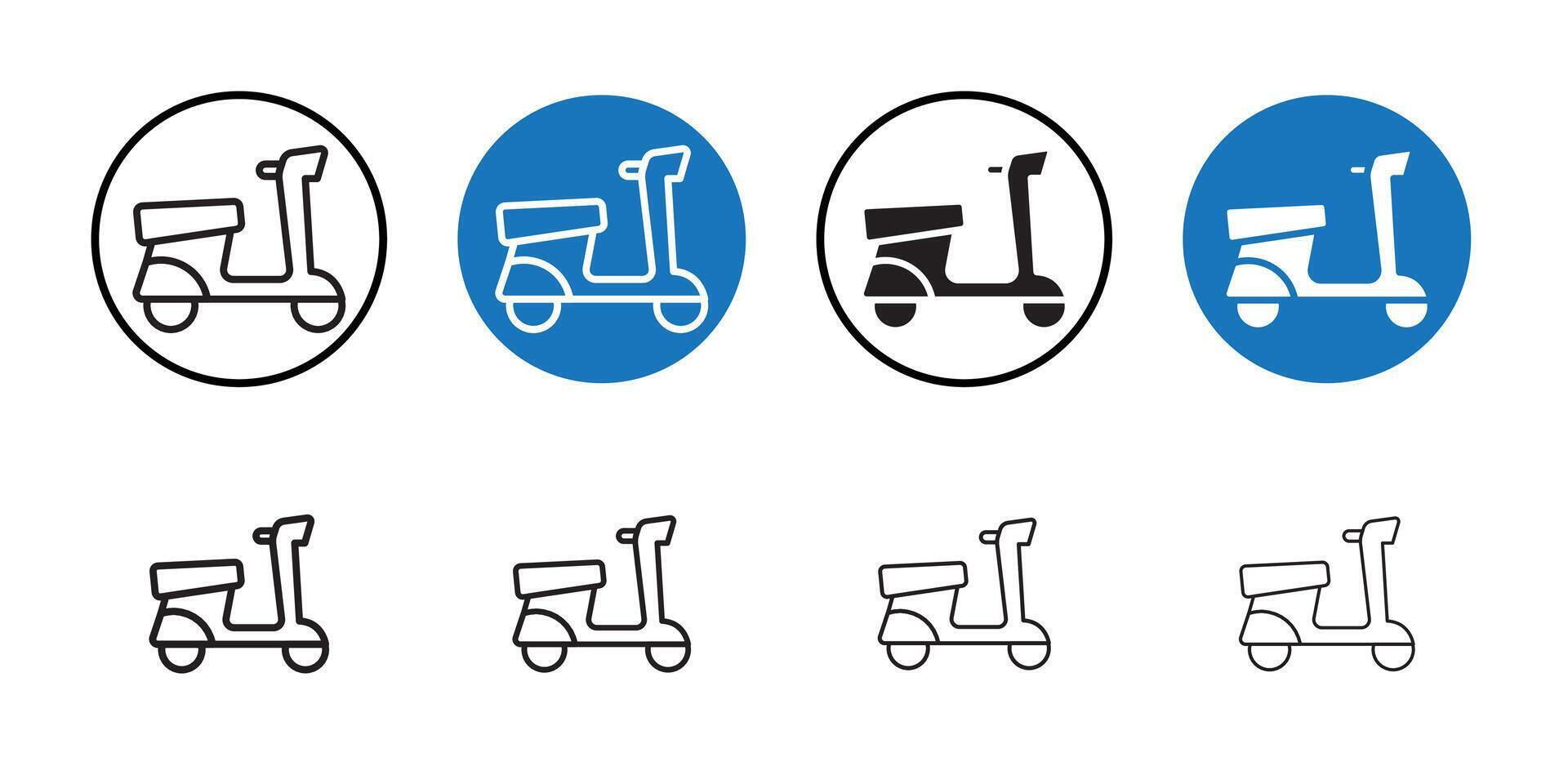 Scooter bike icon Thin line art collection vector
