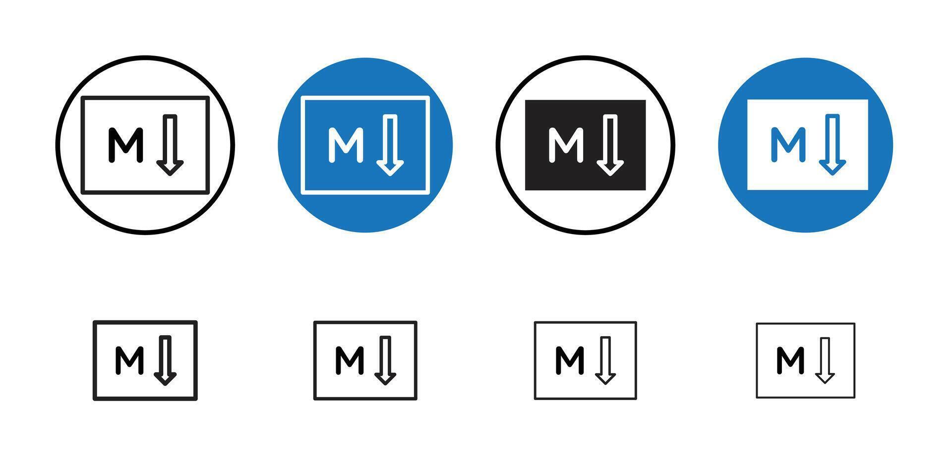 Markdown icon Thin line art collection vector
