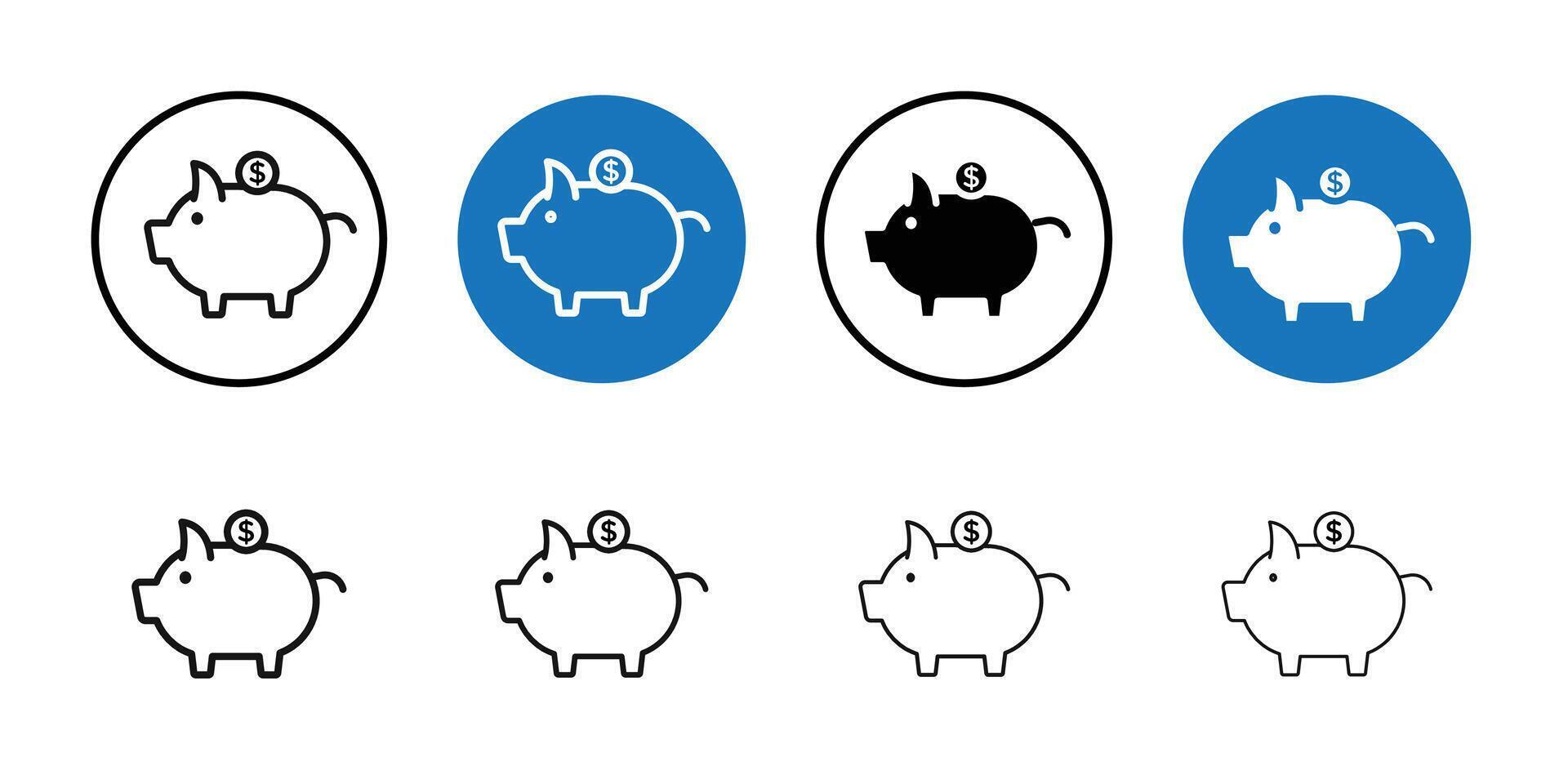 Piggy bank icon Thin line art collection vector