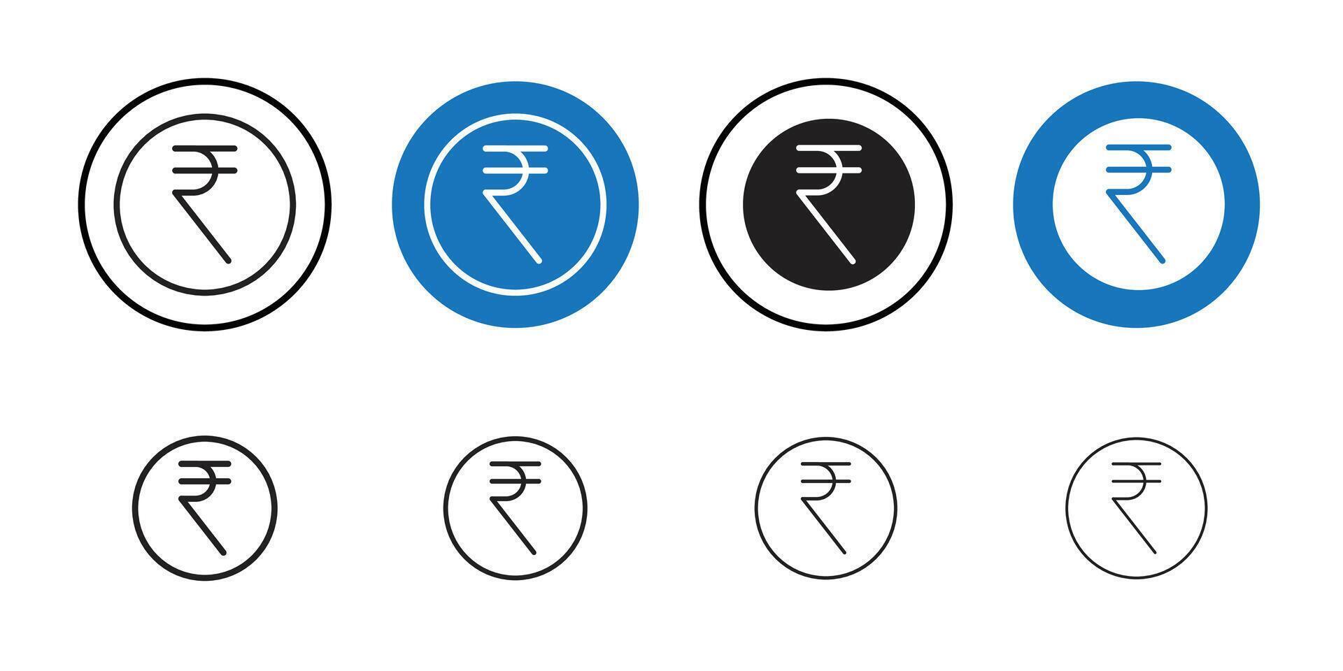 Indian rupee icon Thin line art collection vector