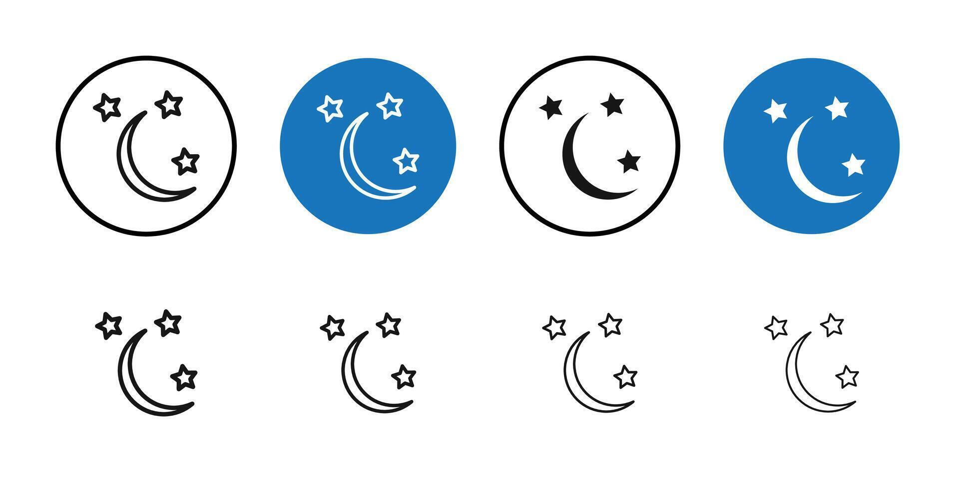 Moon stars icon Thin line art collection vector