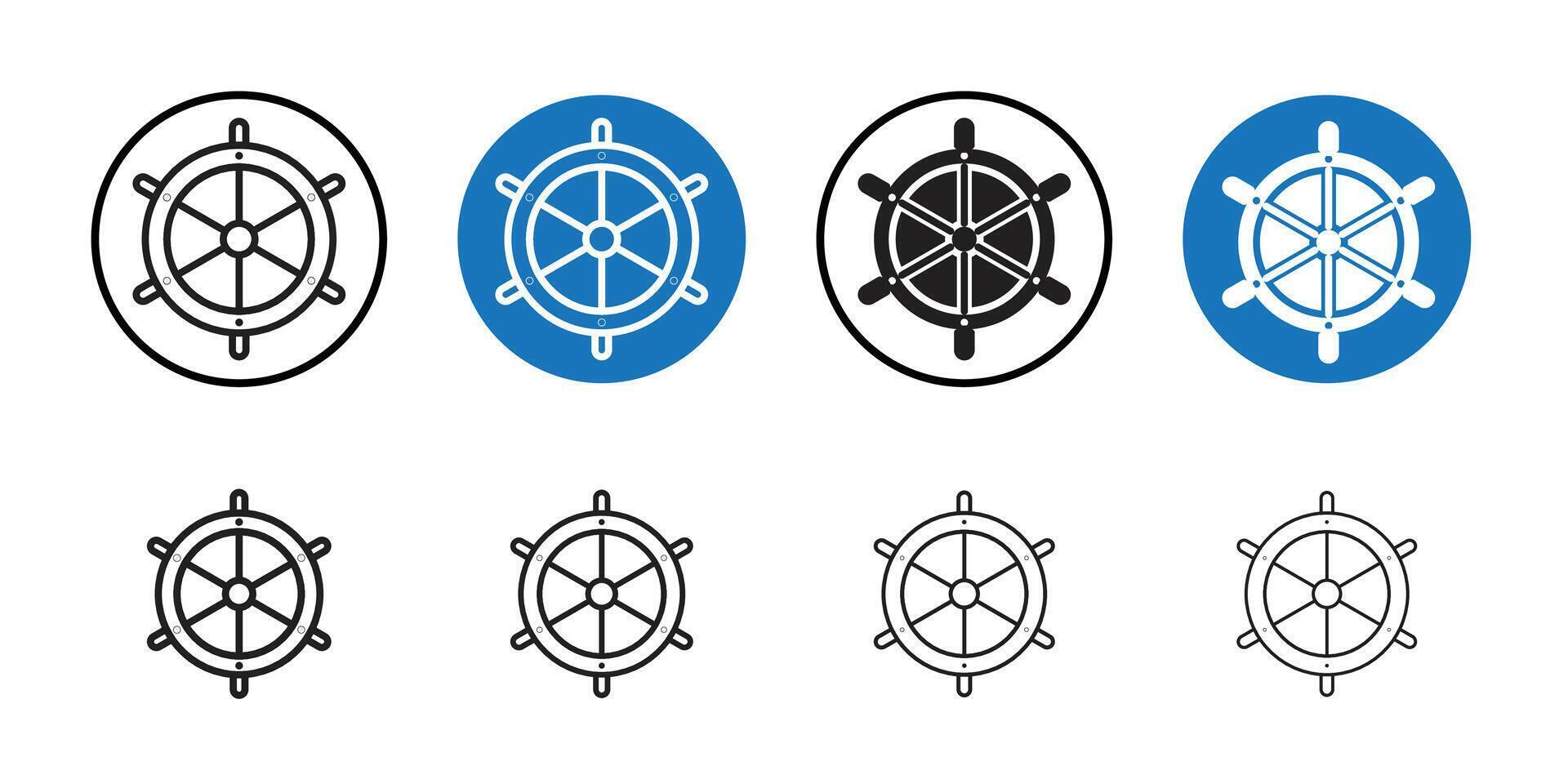 Ship wheel icon Thin line art collection vector