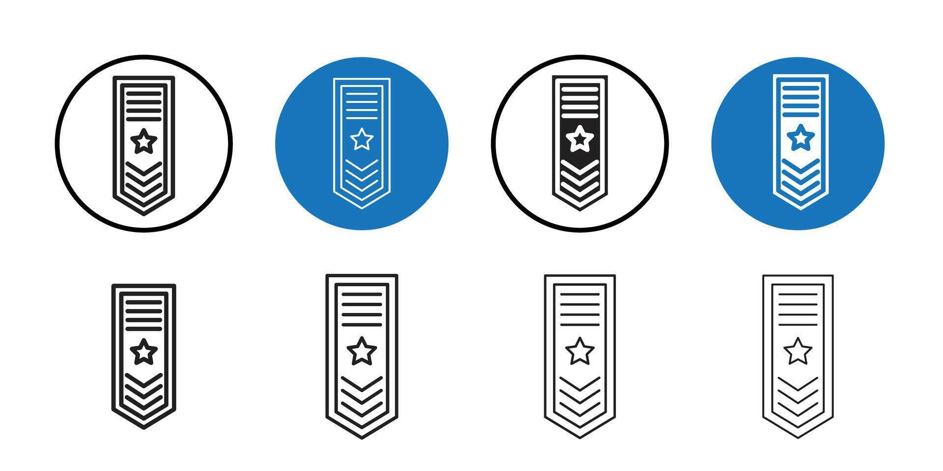 Military rank badge icon Thin line art collection vector