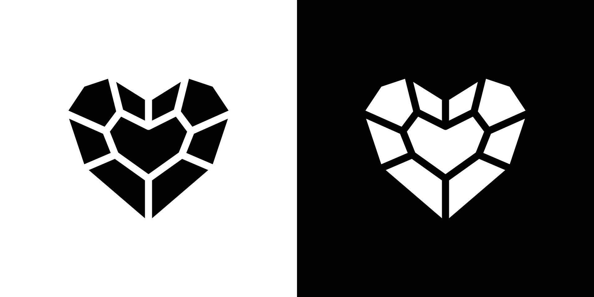 Heart shaped diamond icon set illustration vector