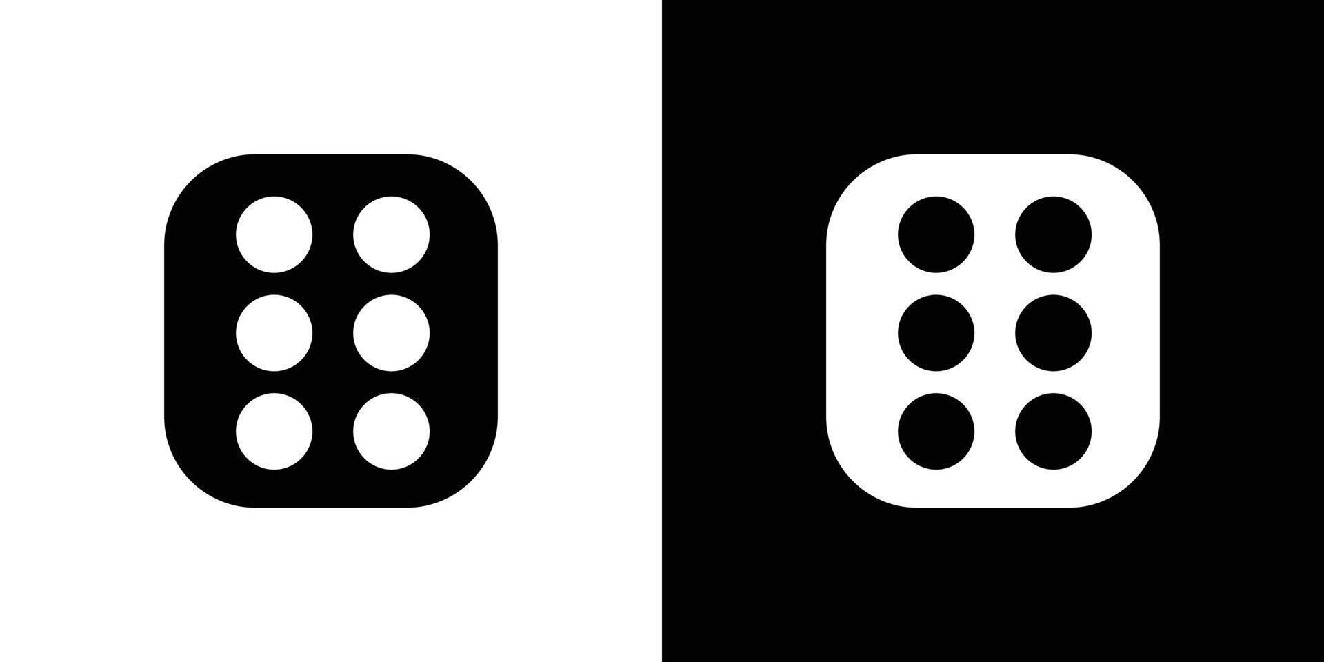 Dice Six Icon Flat art illustration in outline vector