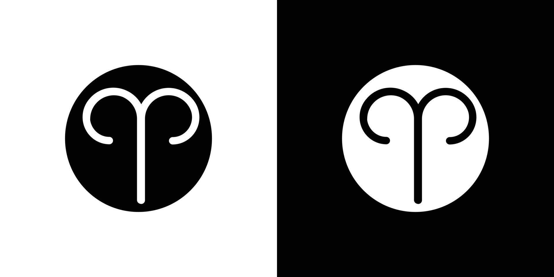 Aries zodiac sign icon Flat art illustration in outline vector