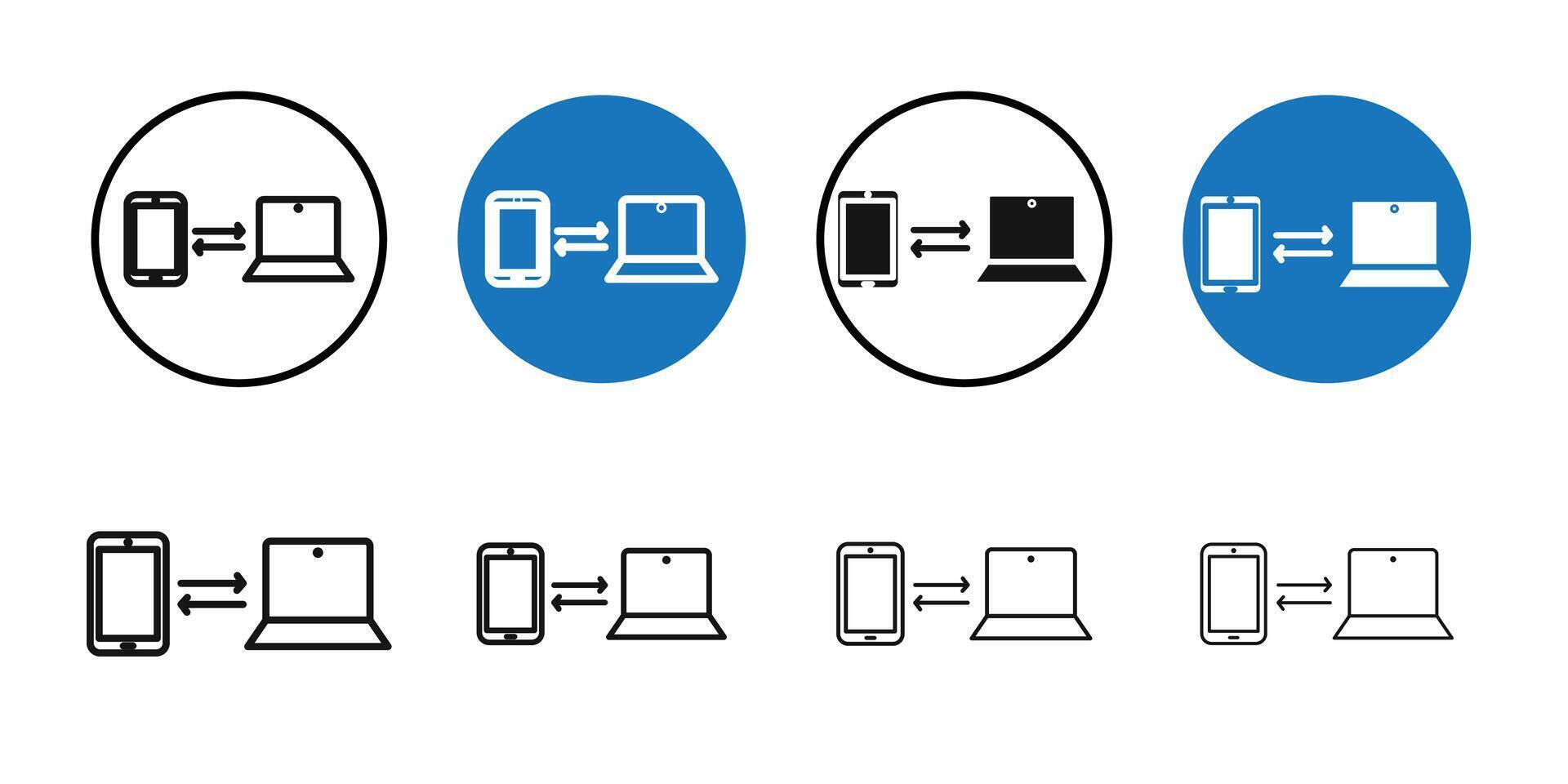 Data transfer icon Thin line art collection vector