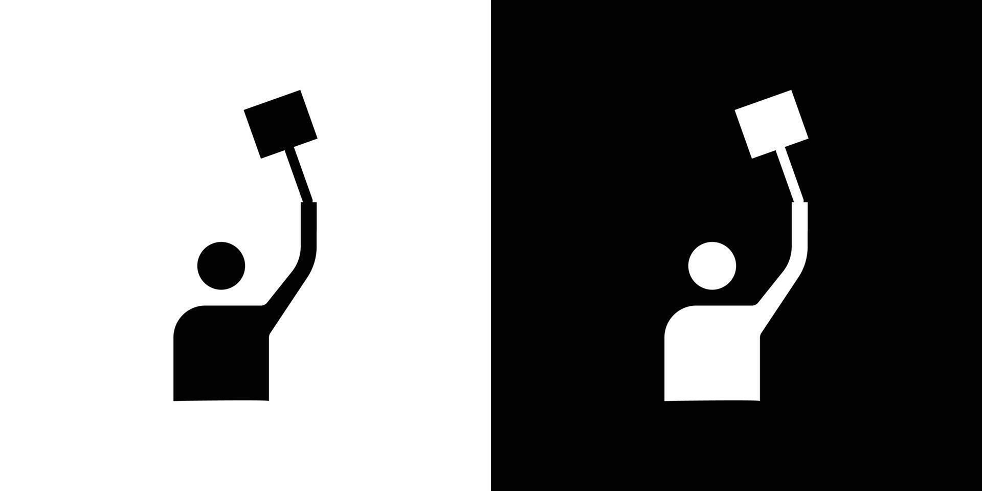 Man protests with a poster icon set illustration vector