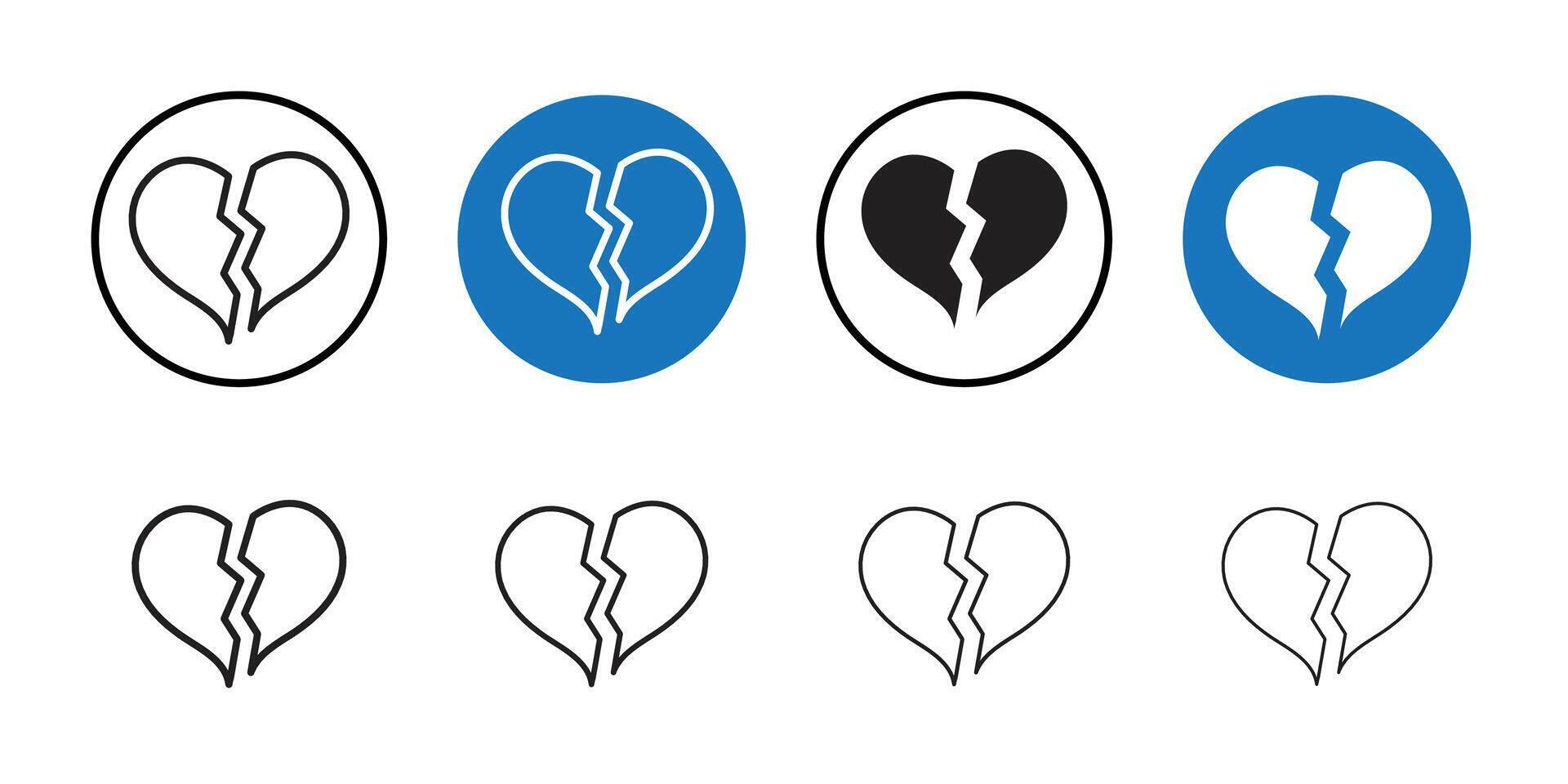 Broken heart icon Thin line art collection vector