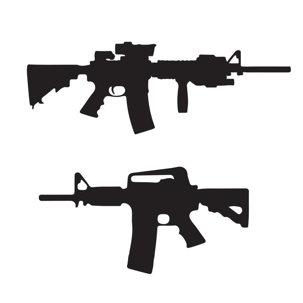 Assault rifle silhouette on a white background vector