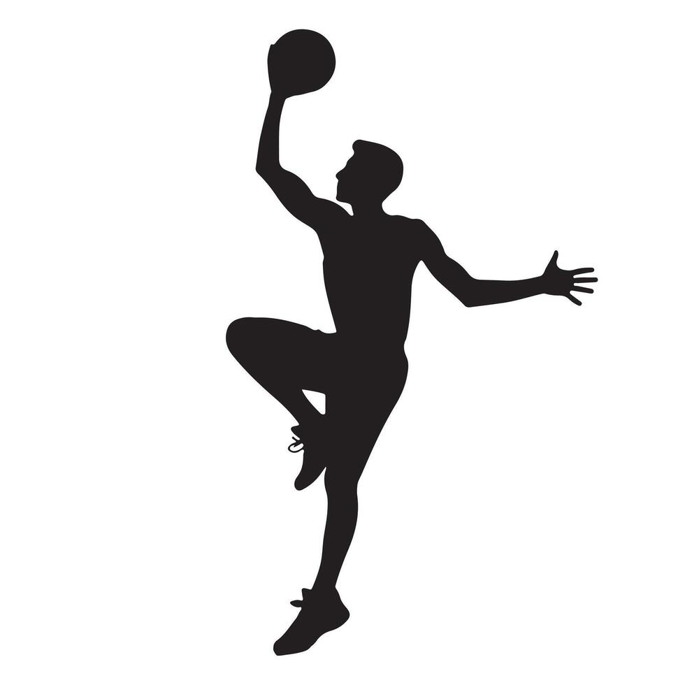 Man basketball player, people playing basketball silhouette on white background vector