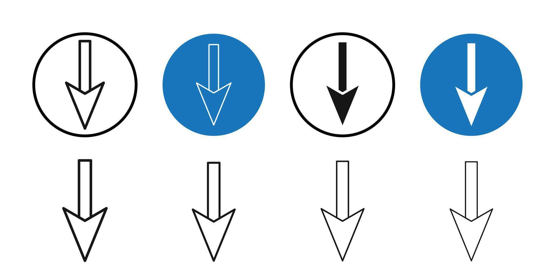 Arrow down icon Thin line art collection vector