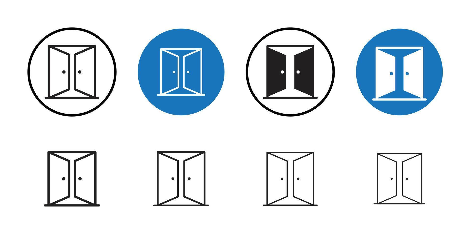 Door icon Thin line art collection vector