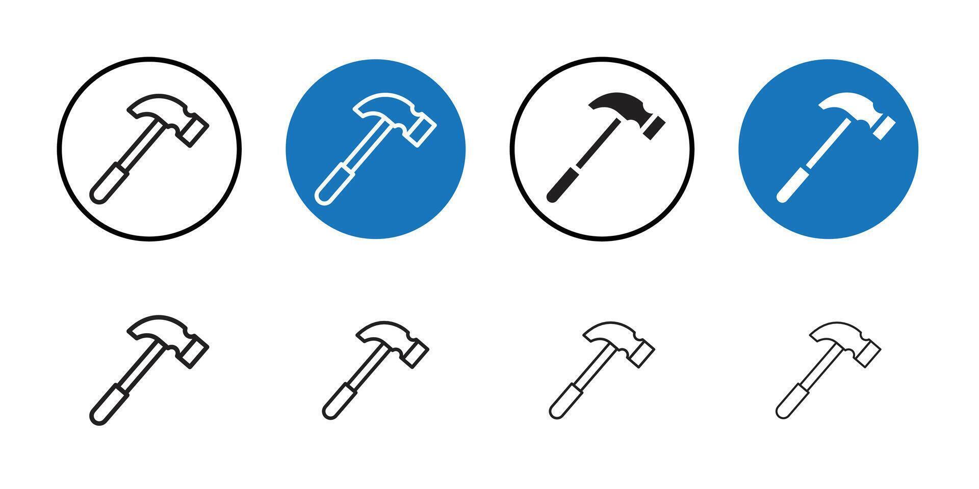 Hammer icon Thin line art collection vector