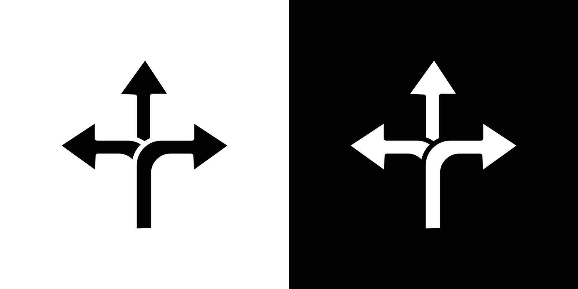 3 arrow way icon Flat art illustration in outline vector