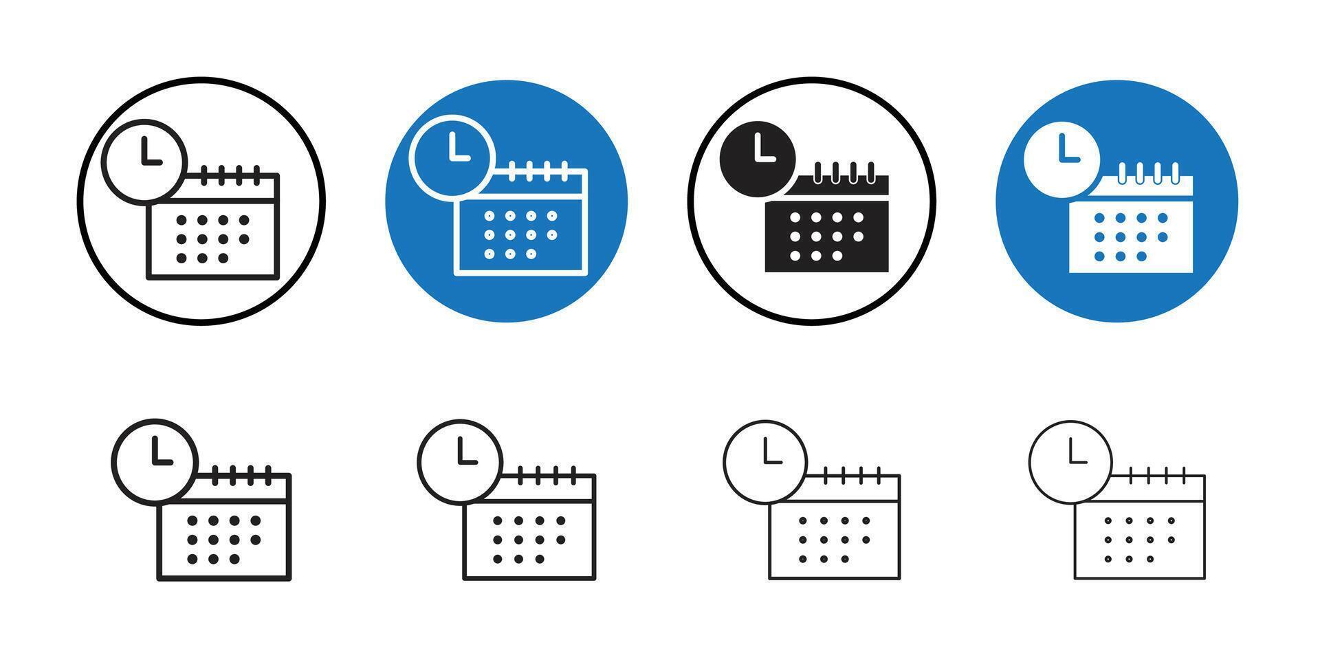 Calendar clock icon Thin line art collection vector