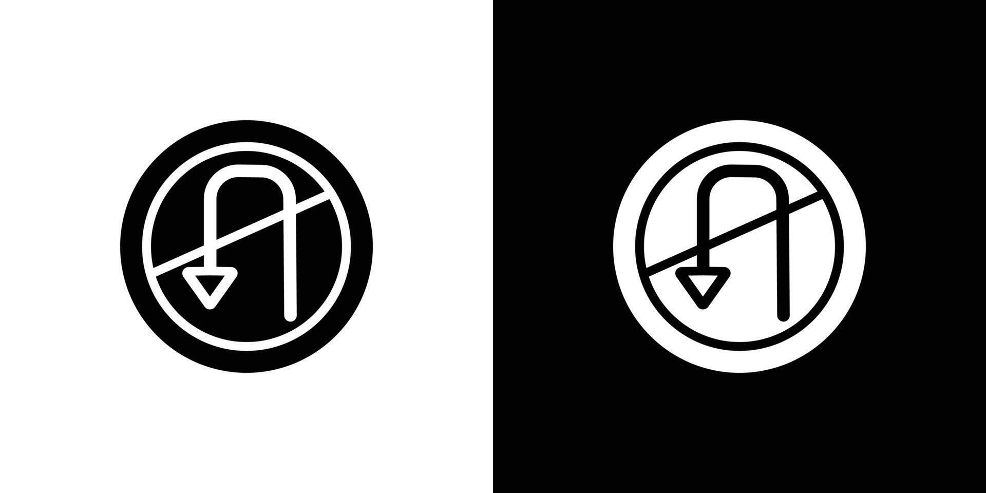 No U turn sign icon Flat art illustration in outline vector