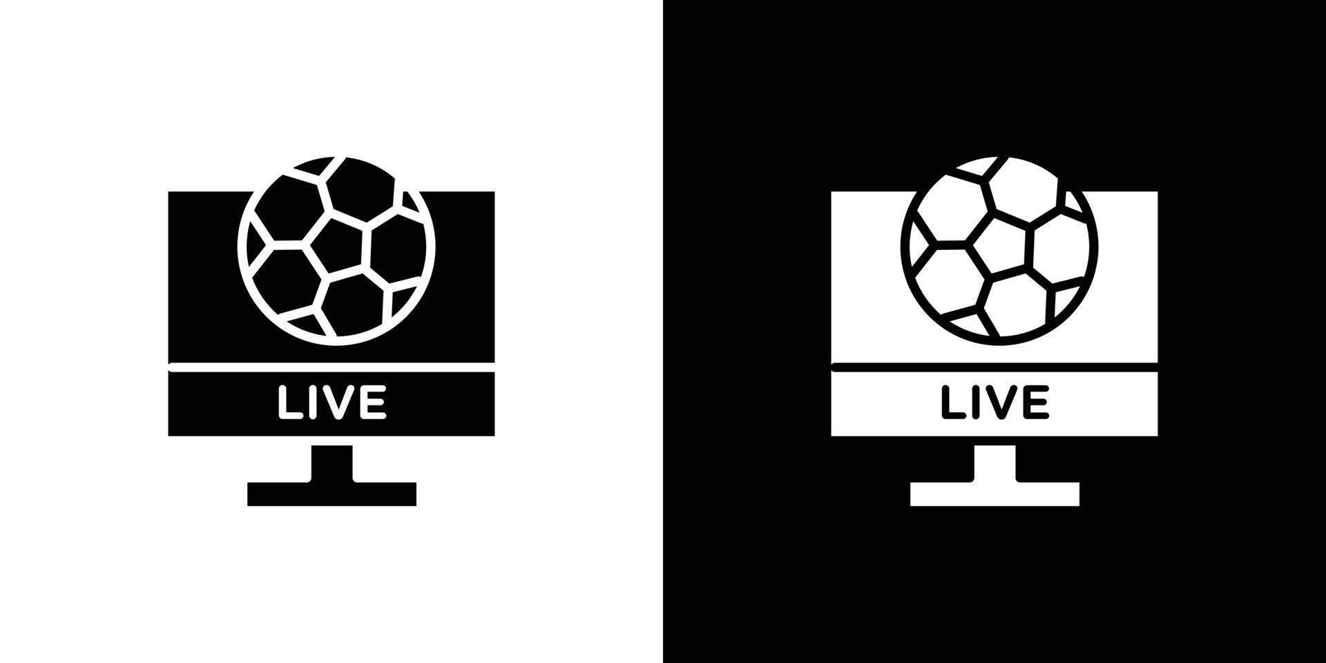 Soccer Live Match On TV icon Flat art illustration in outline vector