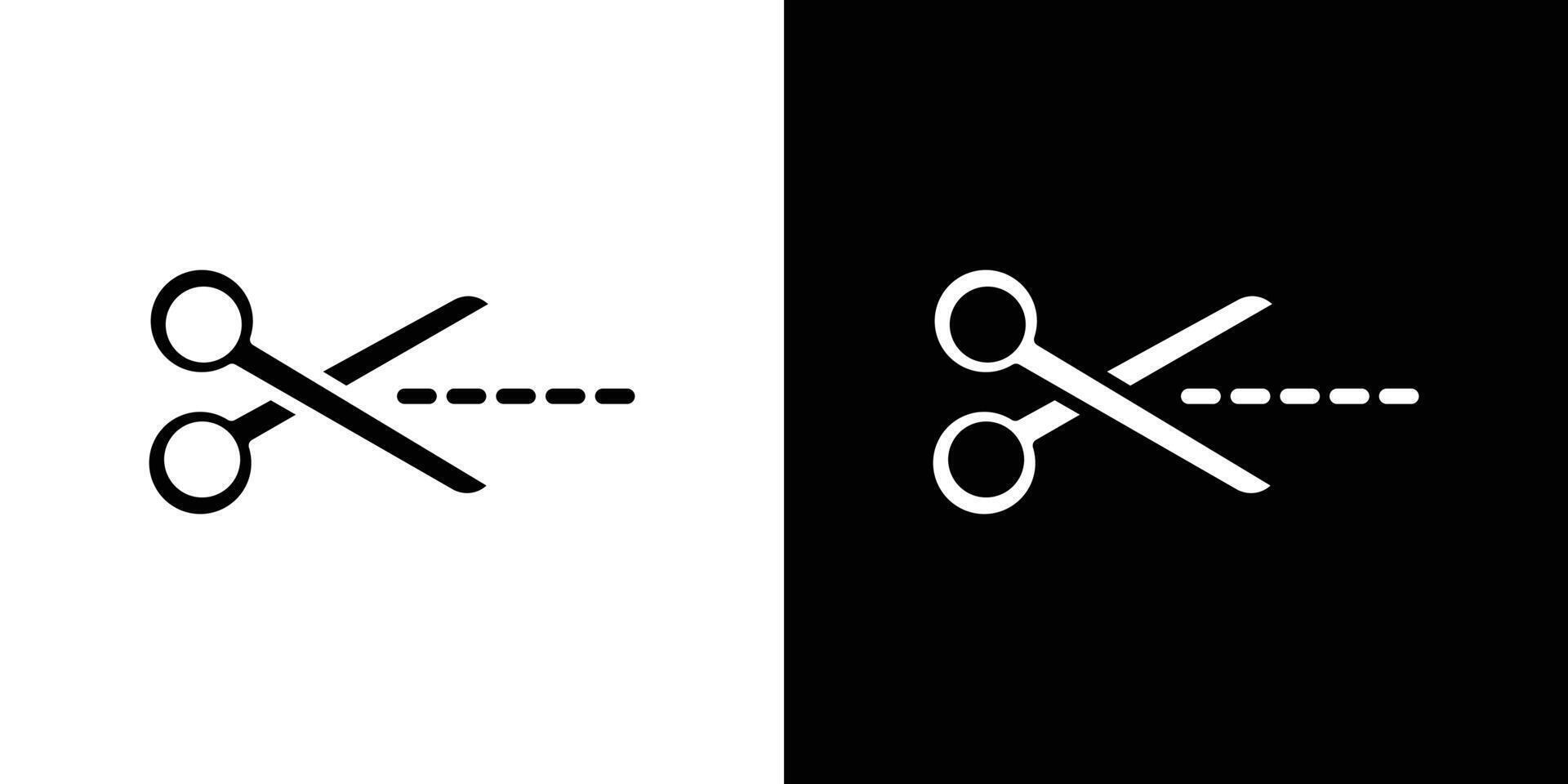 Scissors with cut lines icon Flat art illustration in outline vector