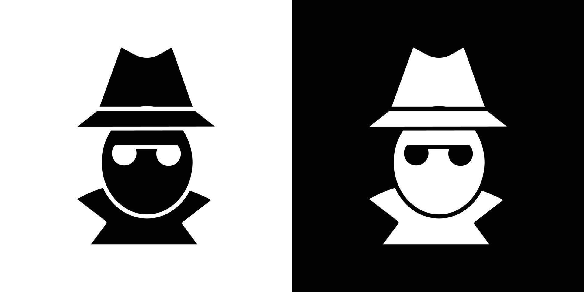 Secret agent icon Flat art illustration in outline vector