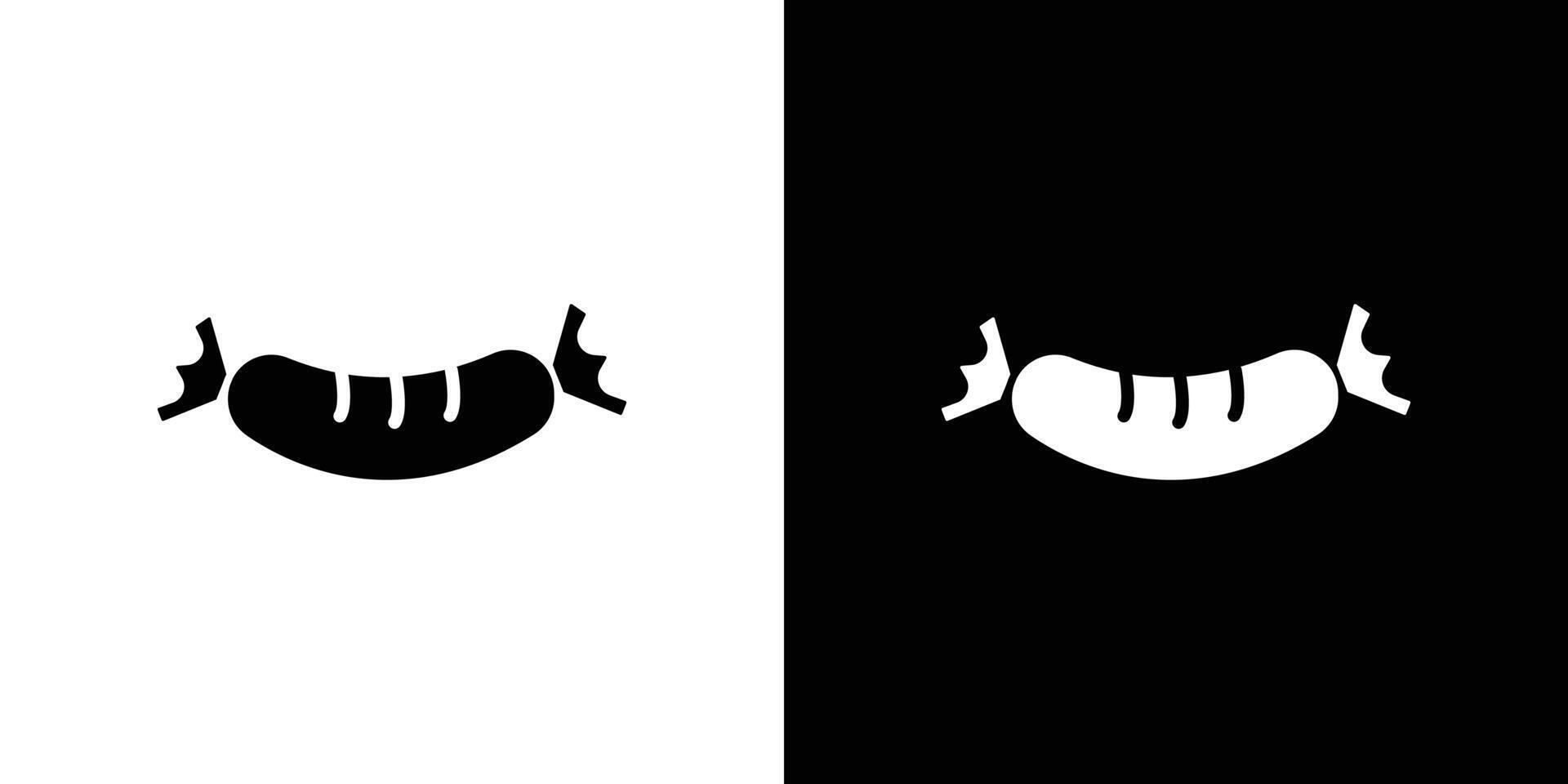 Sausage icon Flat art illustration in outline vector