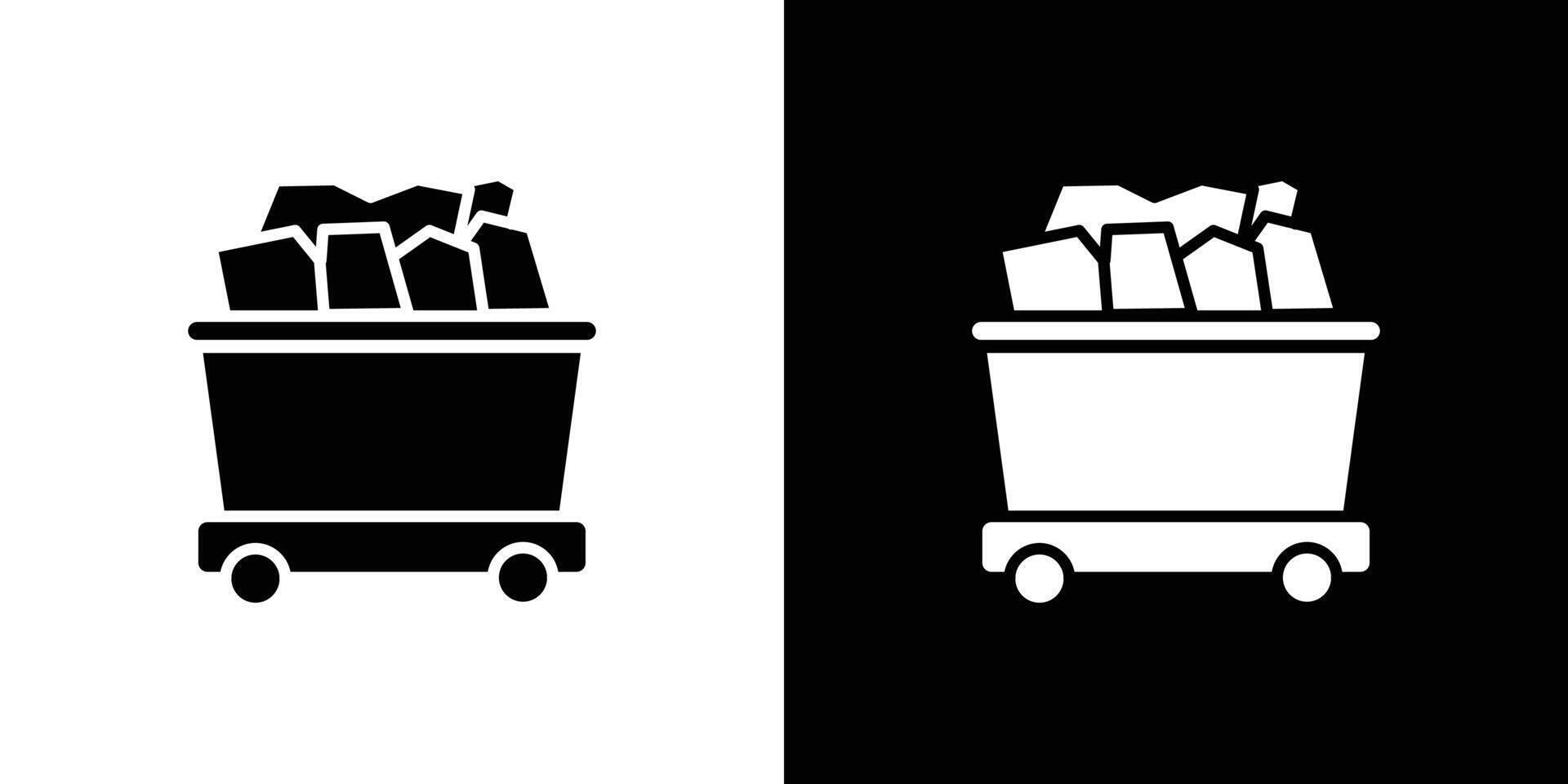 Mining Cart icon Flat art illustration in outline vector
