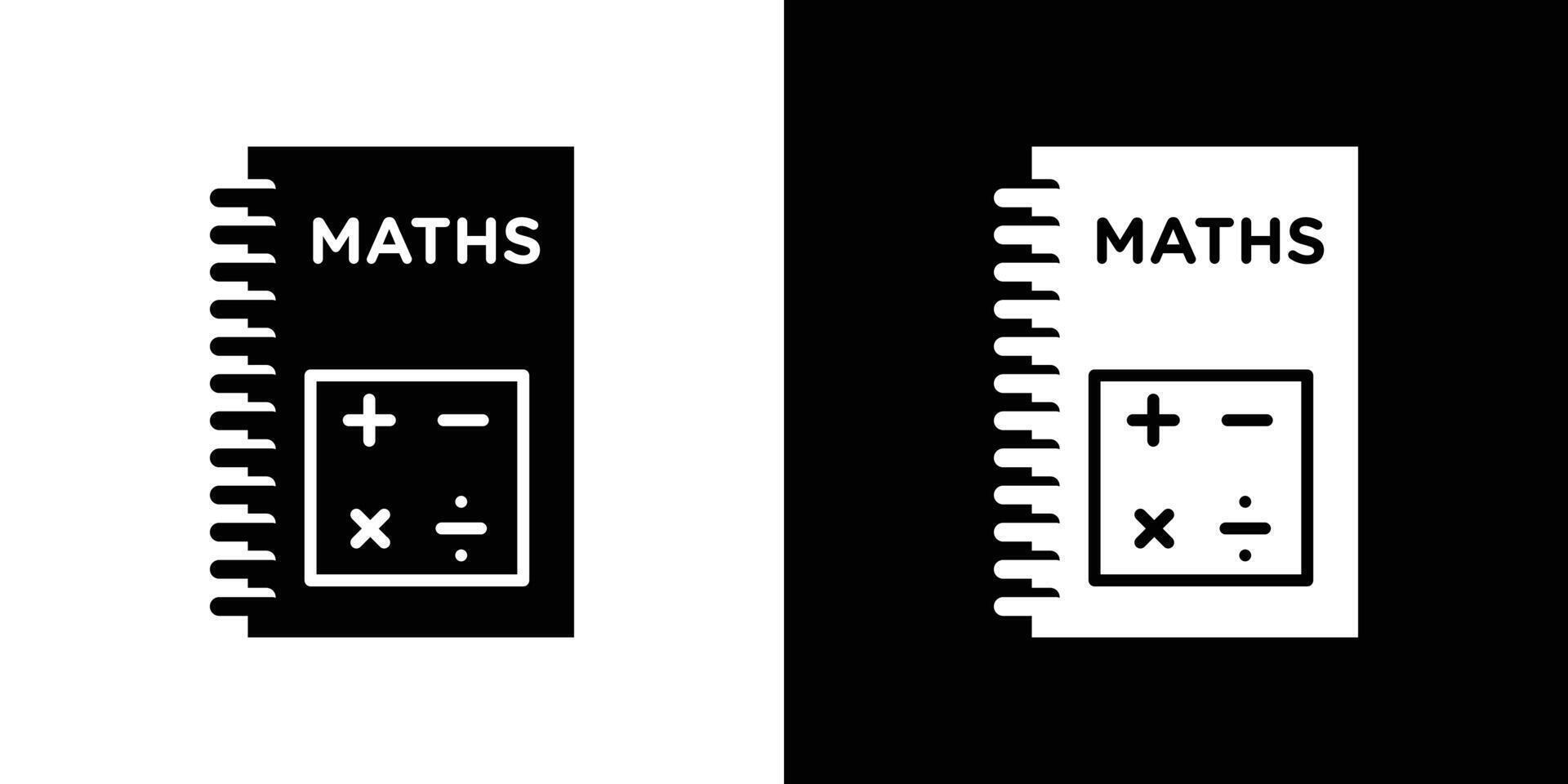 Maths book icon Flat art illustration in outline vector