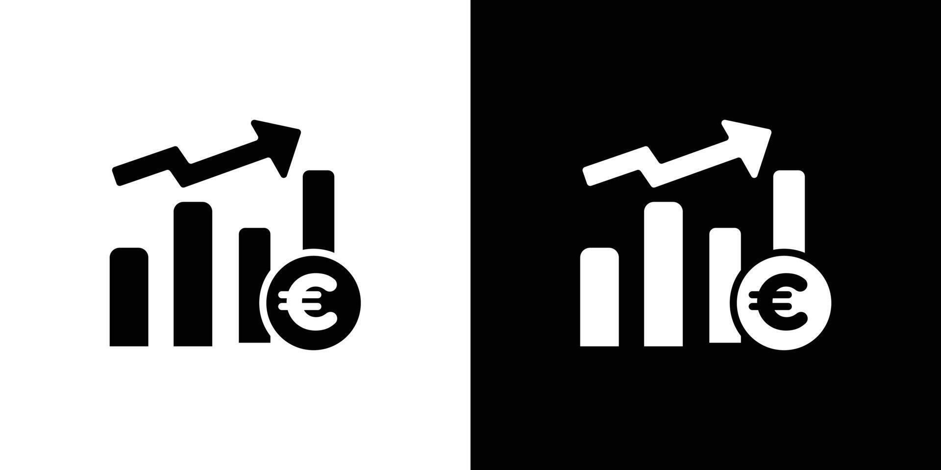 Euro chart icon Flat art illustration in outline vector