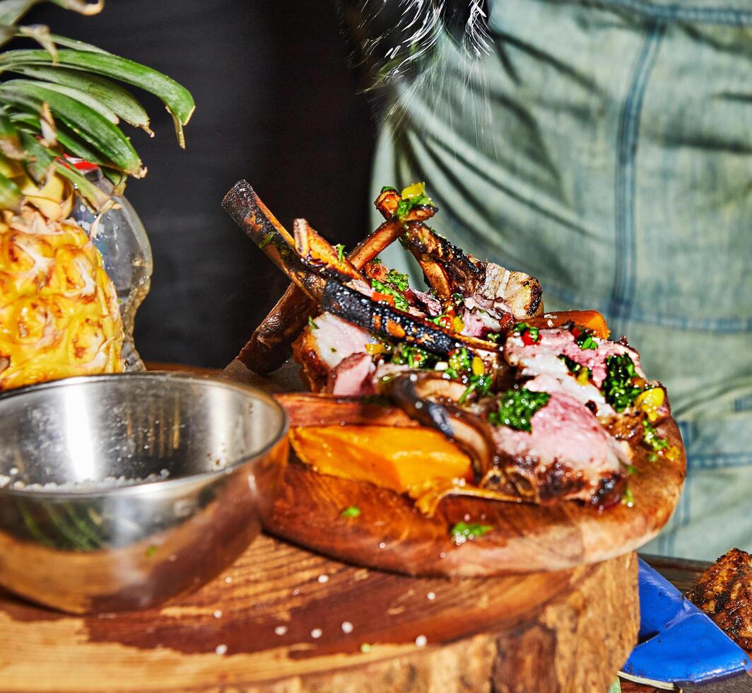 Lamb Chops Served with Fresh Vegetables photo