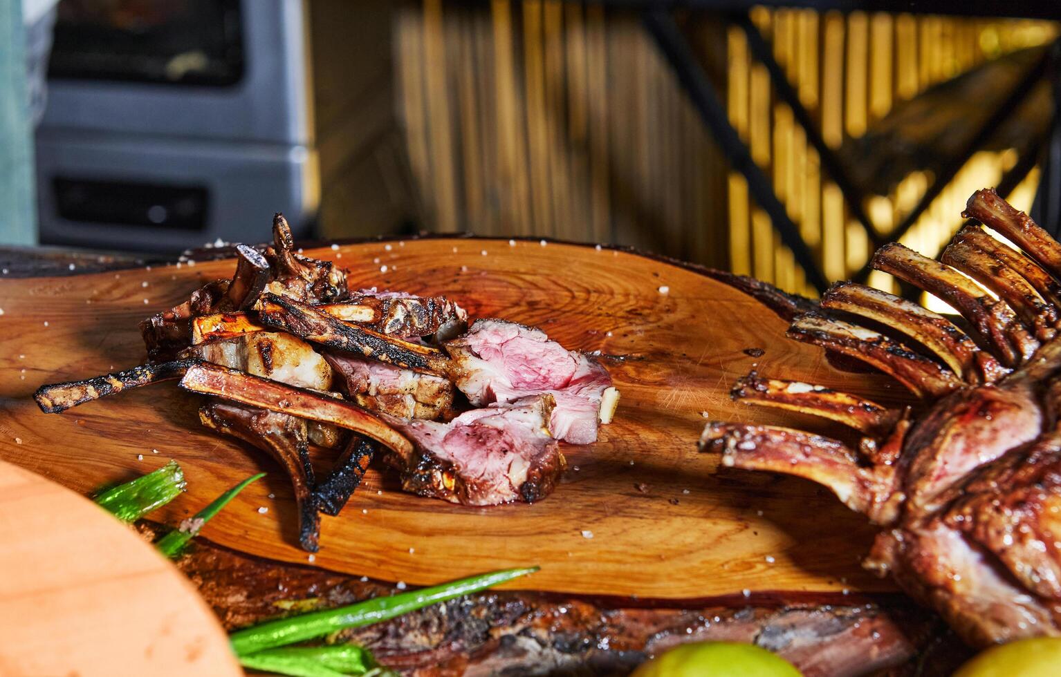 Grilled Lamb Rack with Mushroom Garnish photo