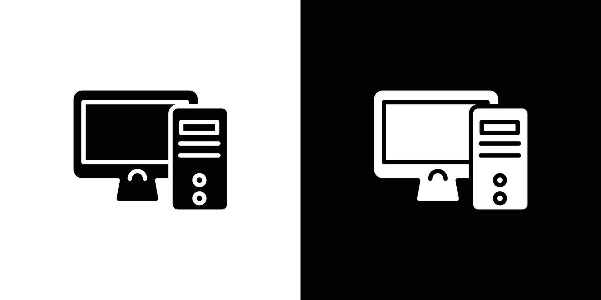 Desktop computer icon Flat art illustration in outline vector