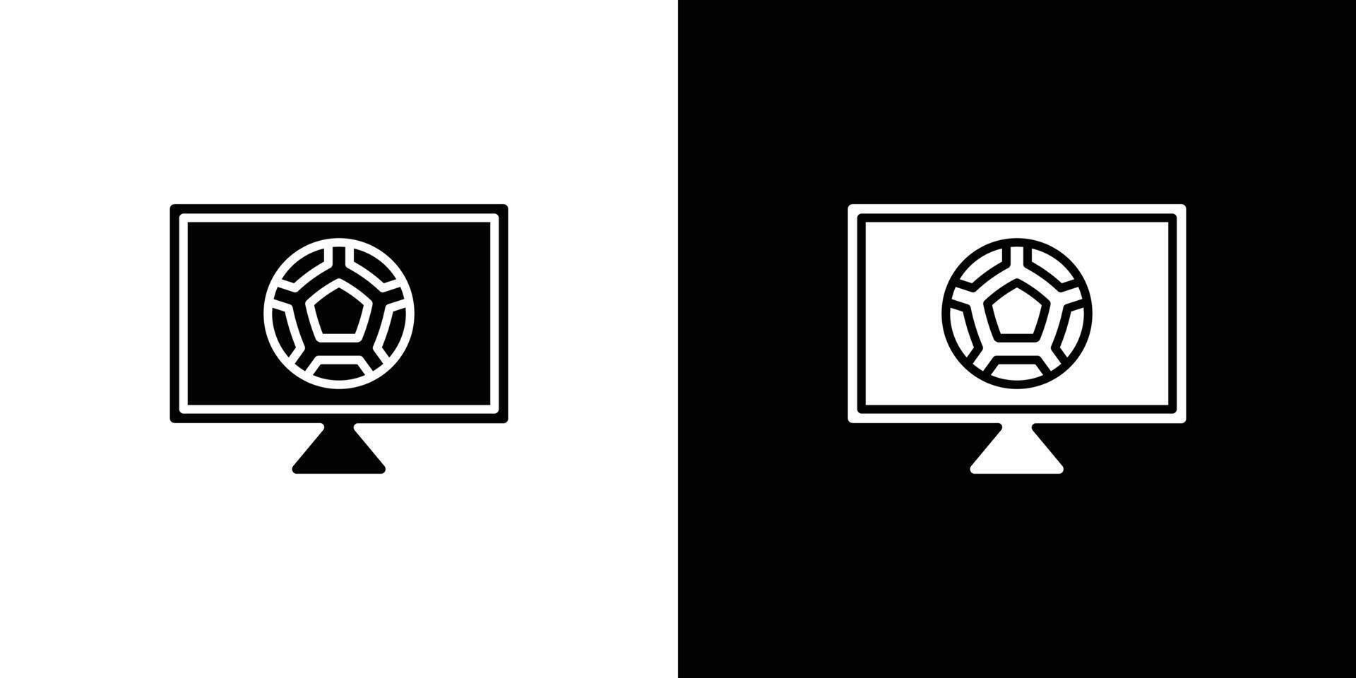 Soccer Live Match On TV icon set illustration vector