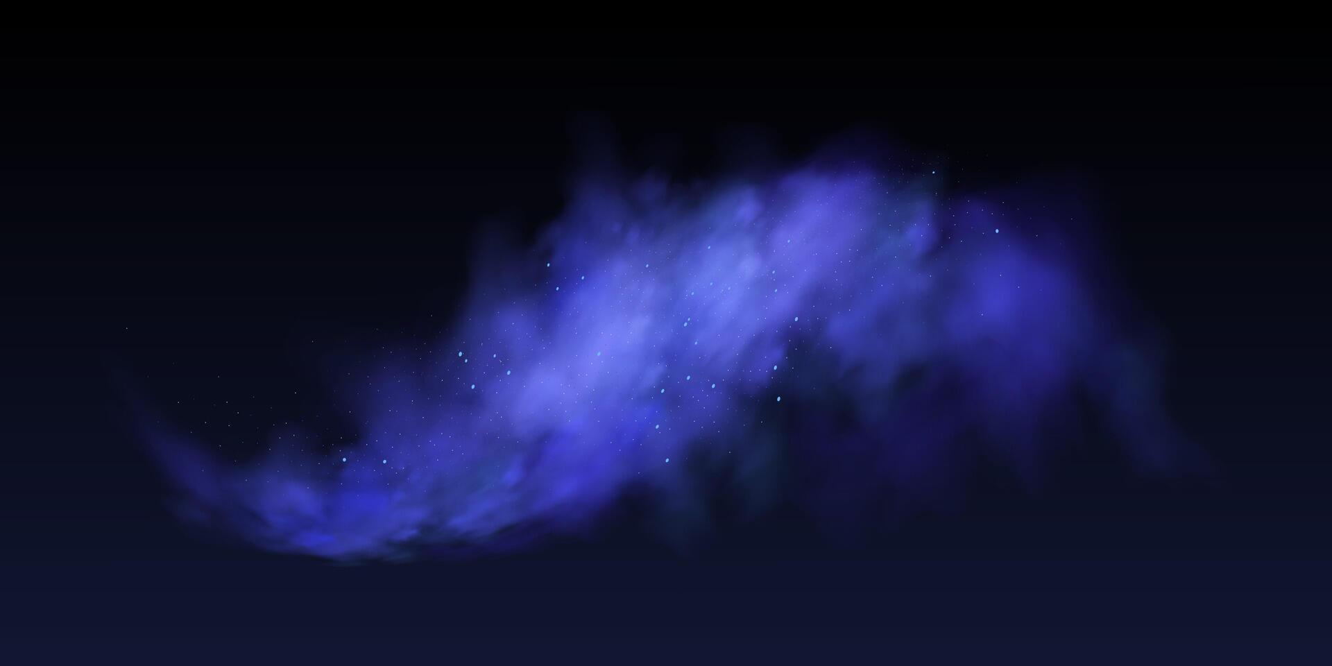 Black background with gray-blue clouds creating the effect of smoke or fog. The atmosphere of spring magic at dawn or summer night ,fog over land or water surface. vector