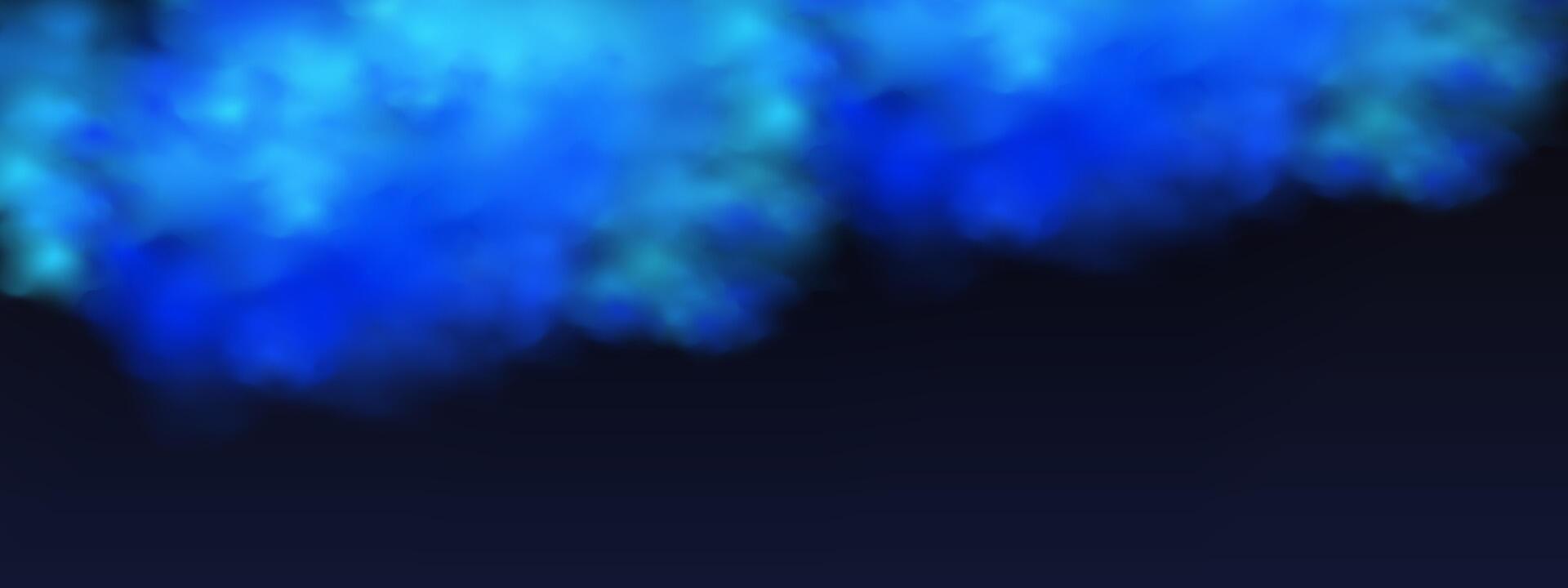 Black background with gray-blue clouds creating the effect of smoke or fog. The atmosphere of spring magic at dawn or summer night ,fog over land or water surface. vector