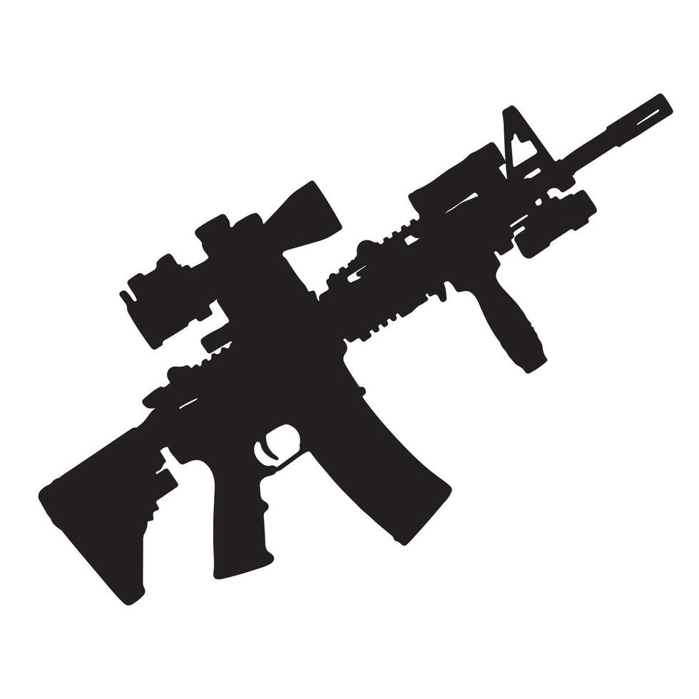 Assault rifle silhouette on a white background vector