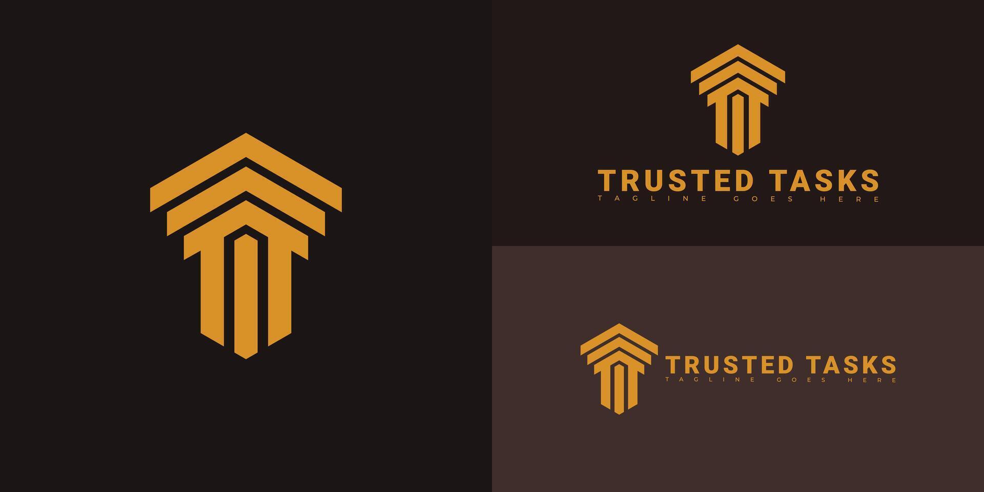 Modern hexagon initial letter T or TT logo in yellow color isolated on multiple background colors. The logo is suitable for home maintenance logo design inspiration templates. vector