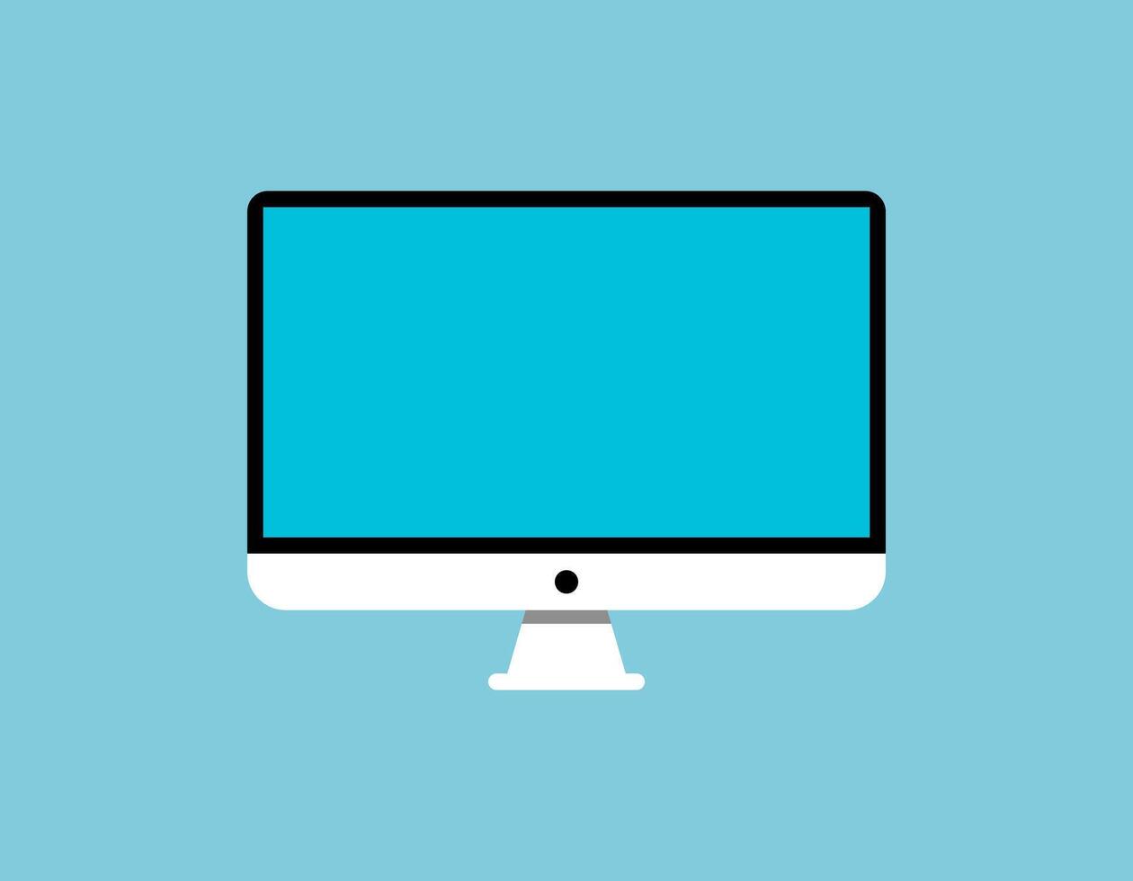 Flat Computer Monitor Blue Screen Isolated Illustration vector