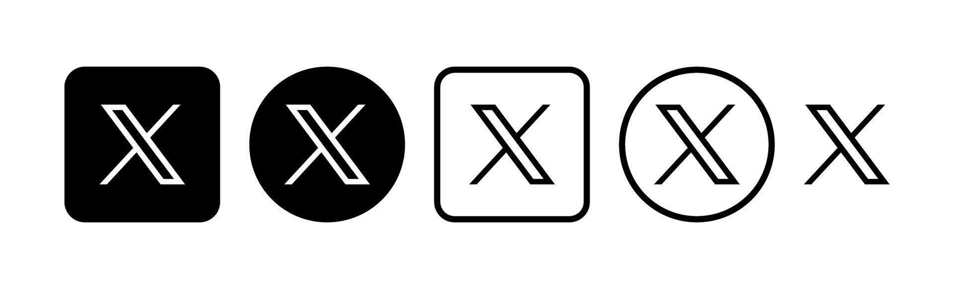 Twitter X round square logo set vector