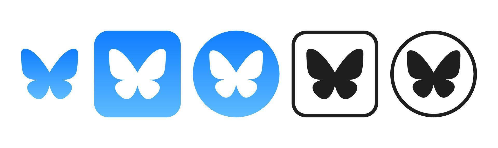 Bluesky social media logo colorful icon set vector