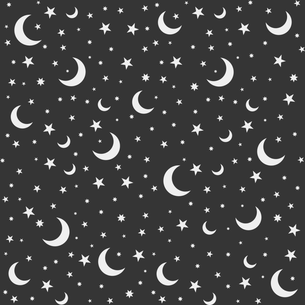 Black and white moon star decoration pattern background vector