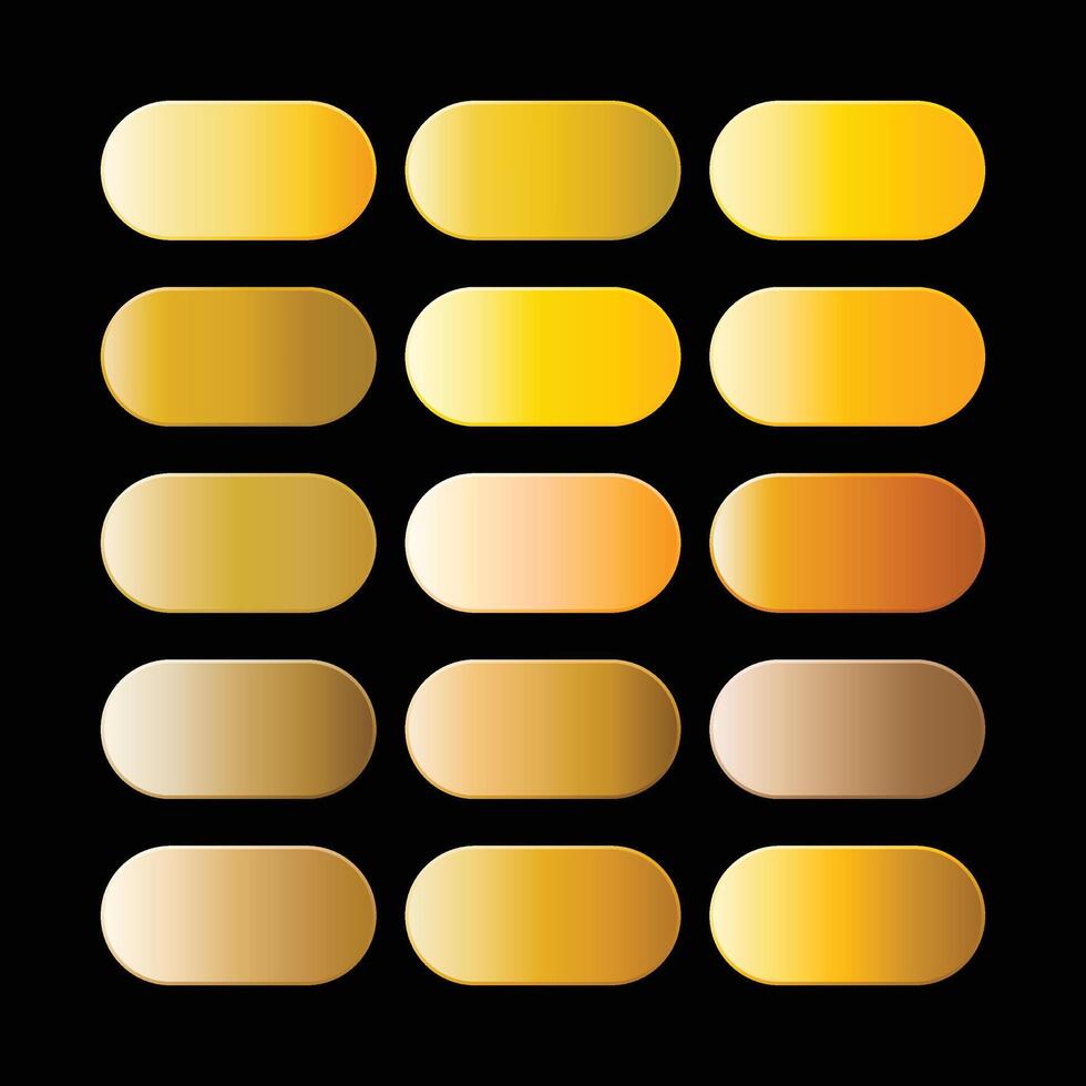 15 golden gradient color collection for UI element vector
