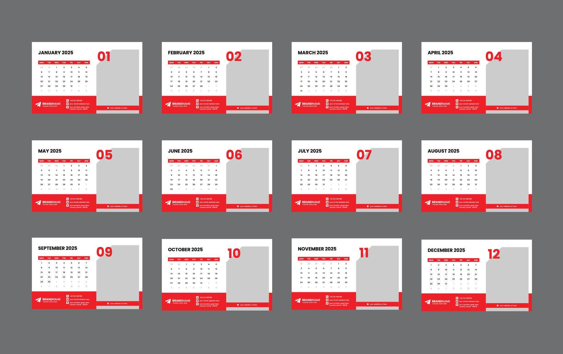 2025 desk calendar 12 page template table calendar 2025 planner template week starts on monday