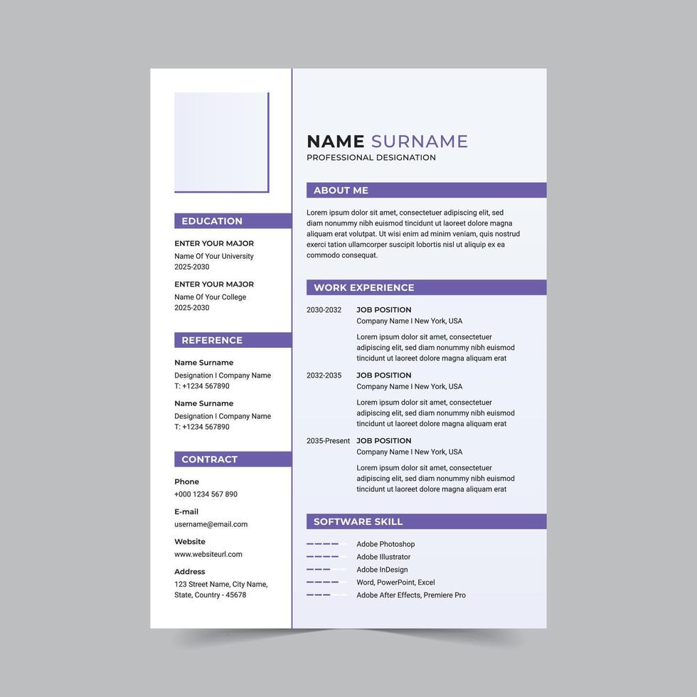 Modern, minimalist cv template, clean resume template vector
