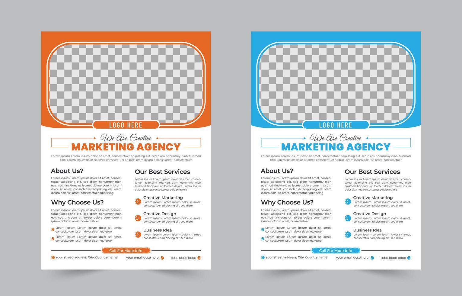a bundle of 2 different colors a4 flyer template, abstract business flyer vector