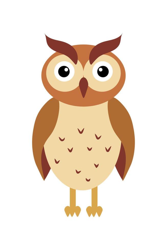 Owl in flat style design on a white background, featuring bold colors and simple shapes vector