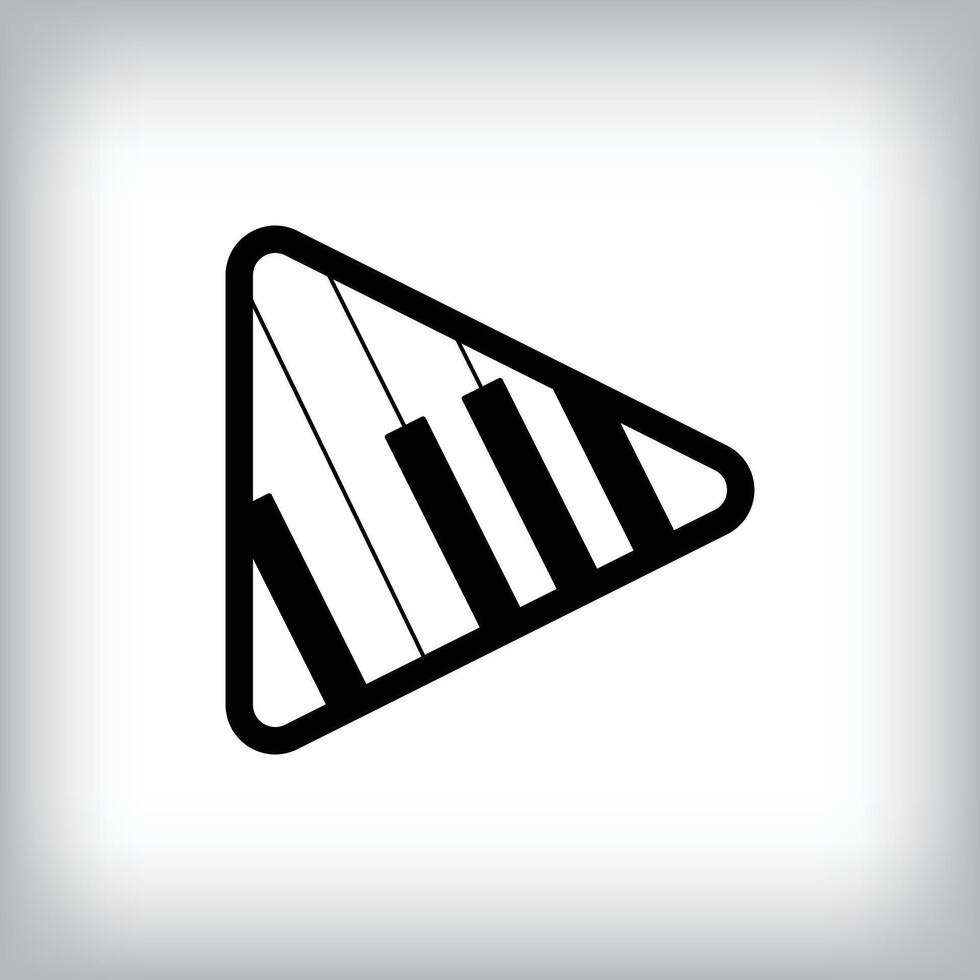 Piano keys inside the play line. Unique music design. Company, course and music company design. vector