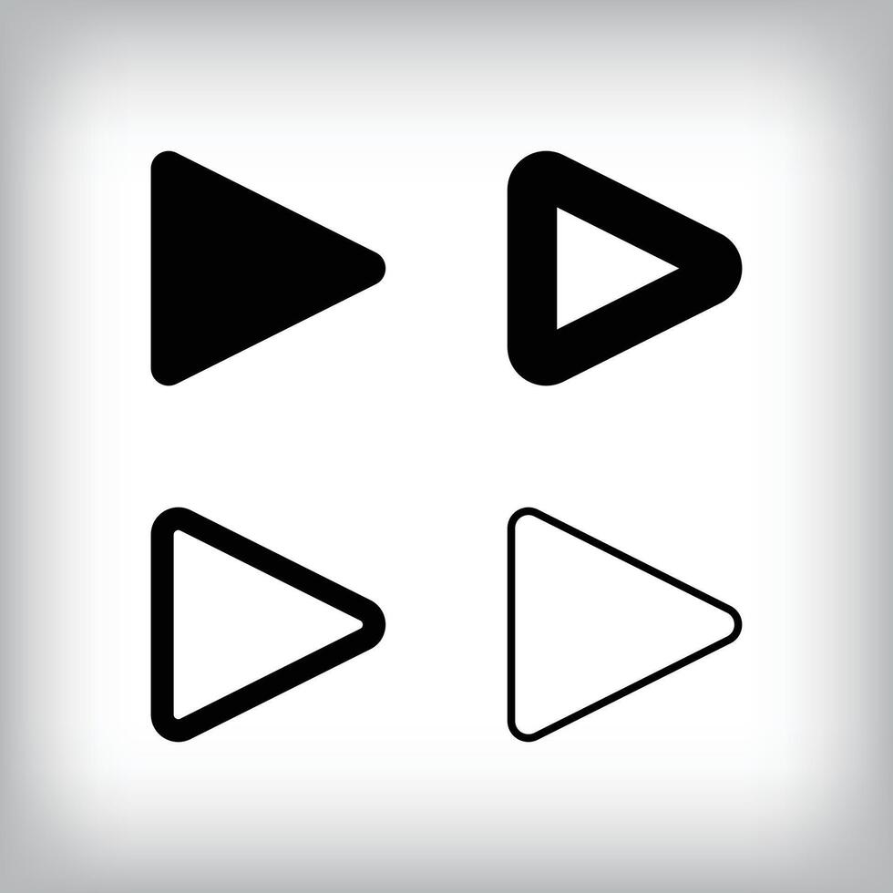 Simple engraving sign icon set. 4 Different thickness and play house designs. Watch and forward icon. vector