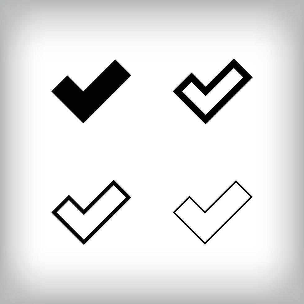 Simple check icon set. 4 Different thicknesses and tick designs. Communication and global icon. vector